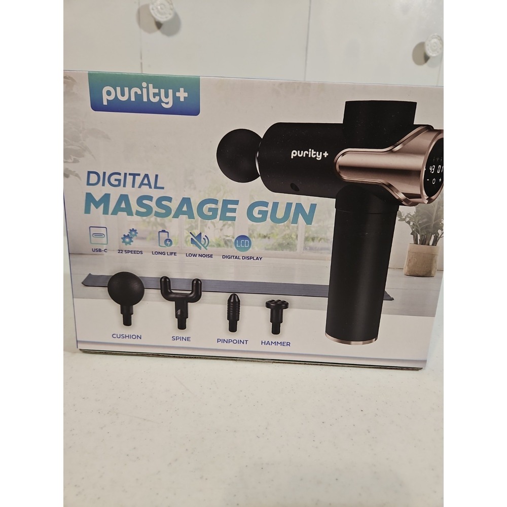 Purity + Compact Massage Gun 4 Attachments, USB Charging New In Box $55retail